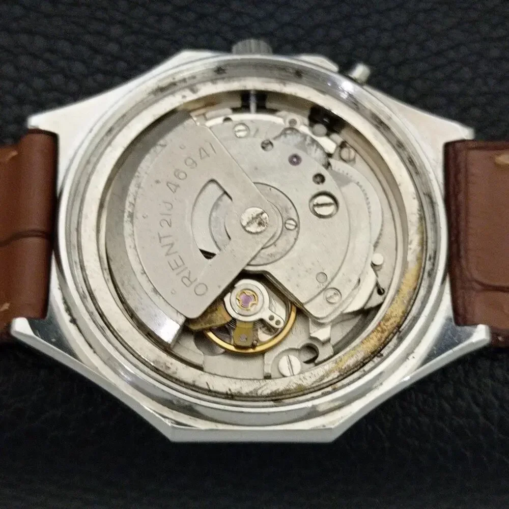 Vintage 1971 Orient Automatic Mens Silver Watch W/daydate & Patina accents